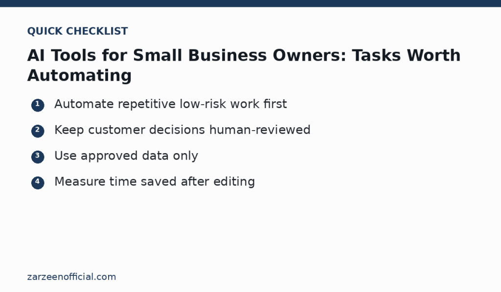 AI Tools for Small Business Owners: Tasks Worth Automating — quick checklist