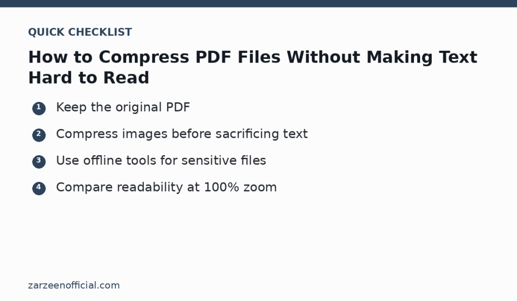 How to Compress PDF Files Without Making Text Hard to Read — quick checklist