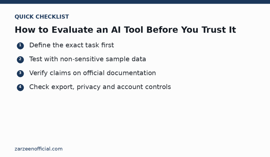 How to Evaluate an AI Tool Before You Trust It — quick checklist