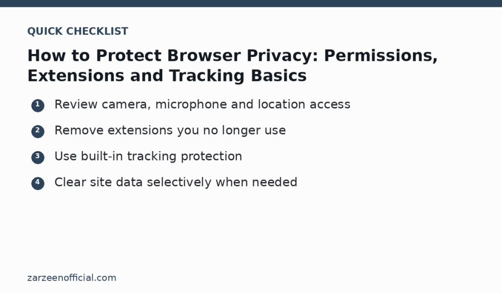How to Protect Browser Privacy: Permissions, Extensions and Tracking Basics — quick checklist