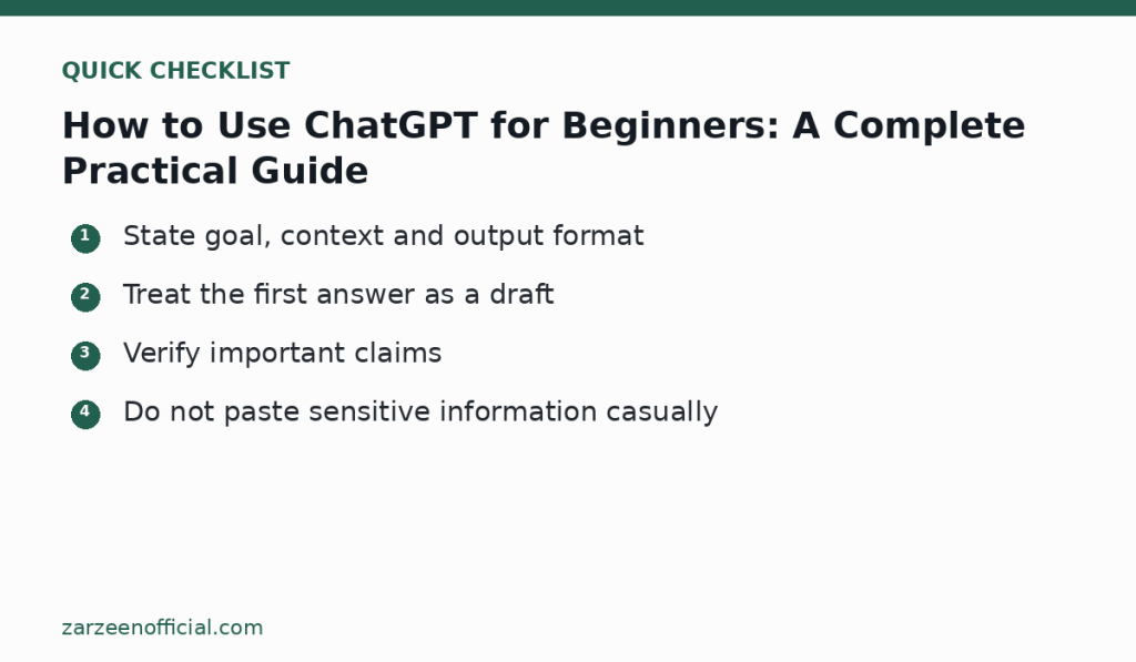 How to Use ChatGPT for Beginners: A Complete Practical Guide — quick checklist