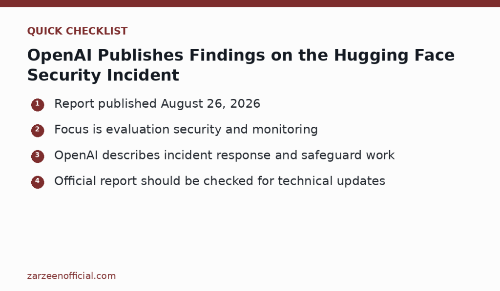 OpenAI Publishes Findings on the Hugging Face Security Incident — quick checklist